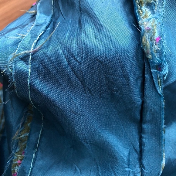 🎄100% silk tunic/shirt button front SZ L pink/blue - Picture 12 of 12